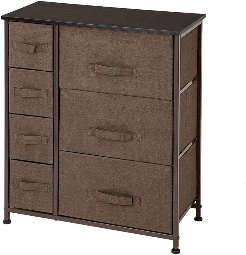 7 Drawer Metal Frame Wood Top Fabric Dresser Q572931