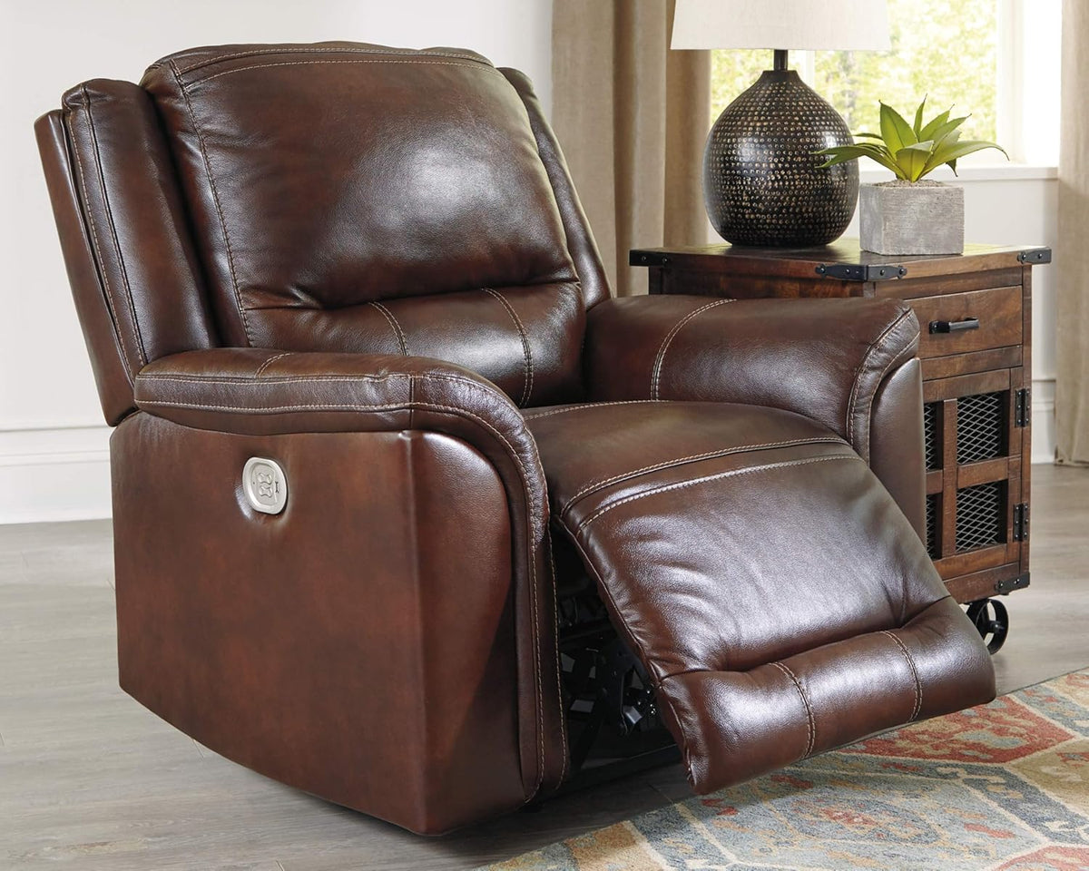 Mahogany Power Recliner with Adjustable Headrest P771