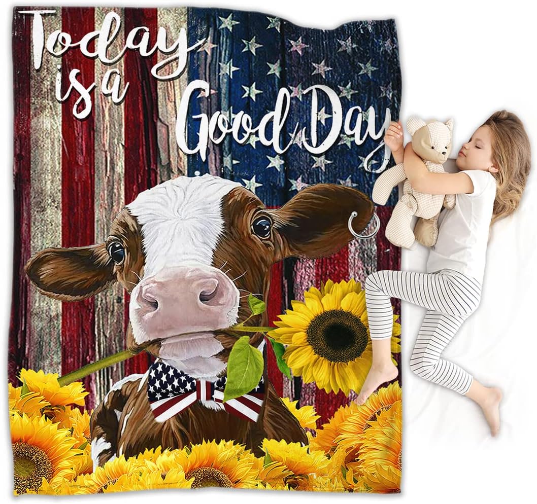 Pink Cow Print Plush Fleece Throw Blanket 60x50 S125