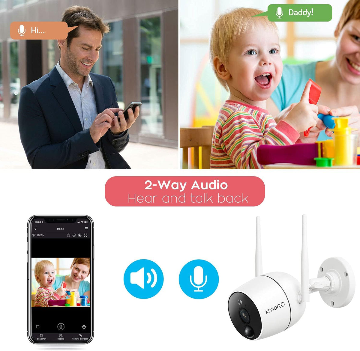 2K Wireless Security Camera with Night Vision (Pack of 2) W4605