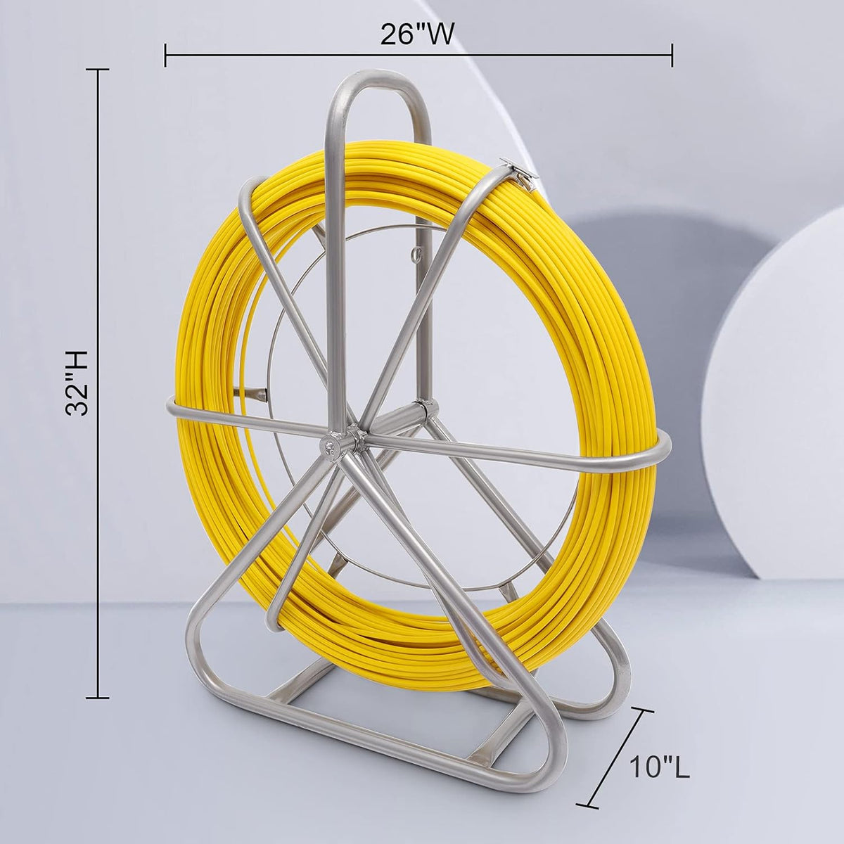 Fiberglass Fish Tape Reel Duct Rodder with Cage and Wheel Stand S615870