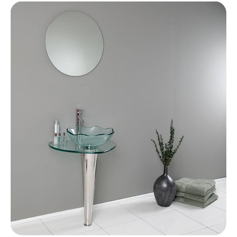 Glass Stainless Steel Bathroom Vanity with Vessel Sink P713