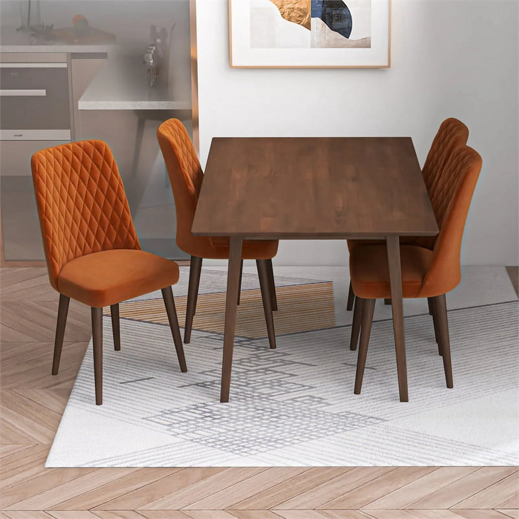 Mid-Century Modern Solid Wood Dining Table in Brown V791