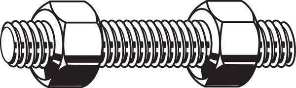5/8 inch-11 x 2-1/2 inch Plain Carbon Steel Fully Threaded Studs, 150 pk. J802