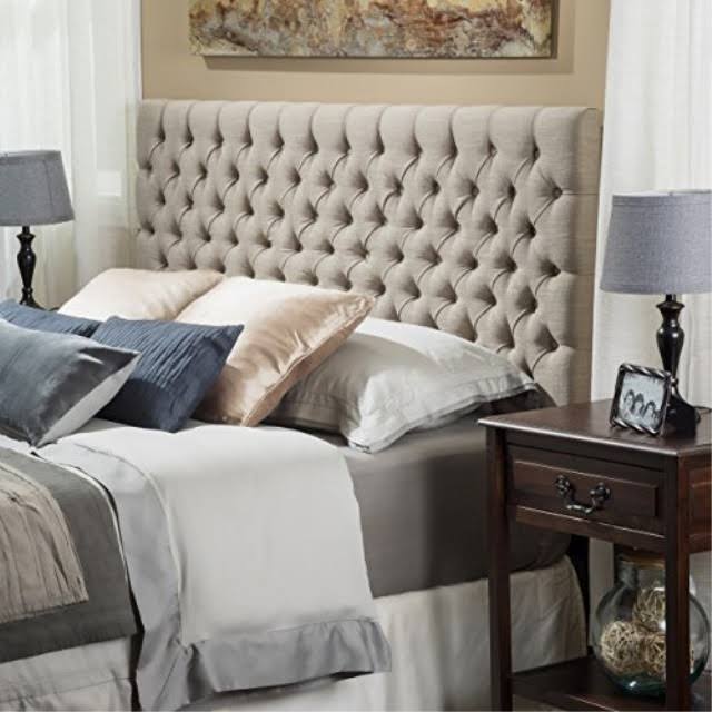Tufted Fabric Headboard, Queen/Full, Sand U142467