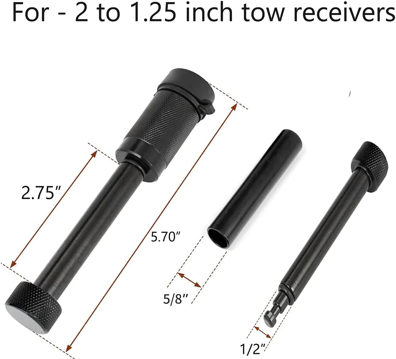 5/8" and 1/2" Black Hitch Pin Set with Locking System W161