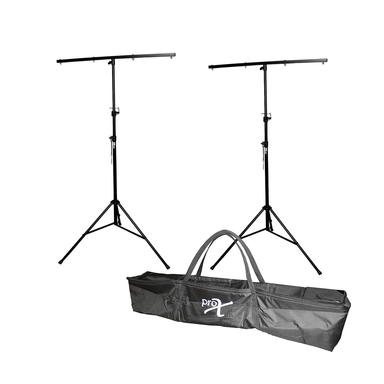 DJ Lighting Stand Package with 2 Stands Square T-Bars Carry Case 9ft Height O8543