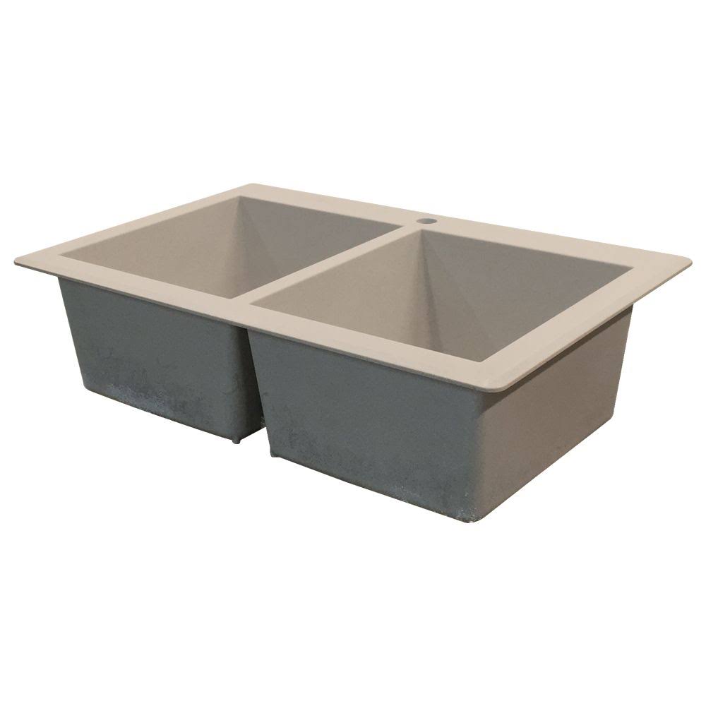 Cafe Latte Double-Basin Granite Drop-in Kitchen Sink G603849