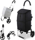 Black Foldable Grocery Cart with Extra Large Shopping Bag T61663