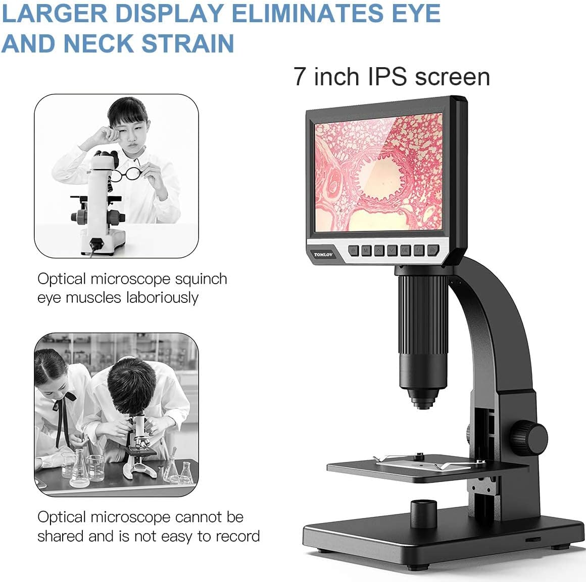 7'' IPS Display Digital Microscope with 2000X Dual Lens N253