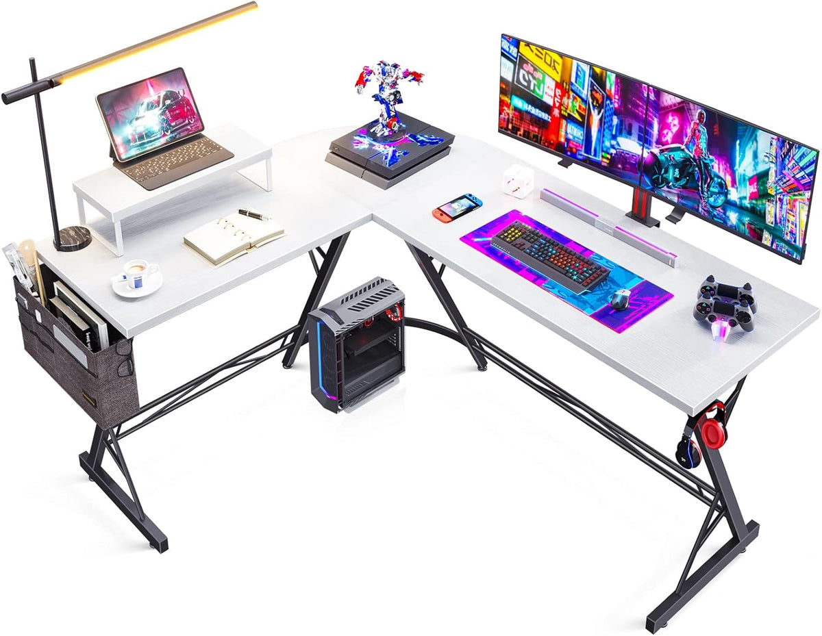 58" L Shaped Computer Desk with Monitor Stand D6374