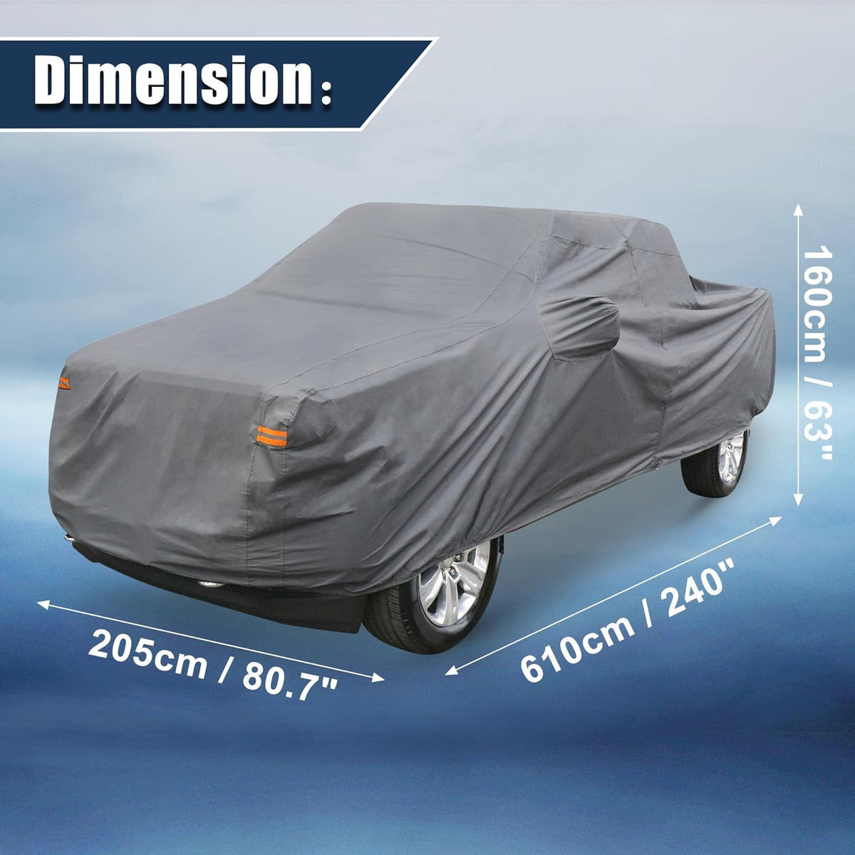 Gray PEVA Pickup Truck Car Cover with Driver Door Zipper E910313