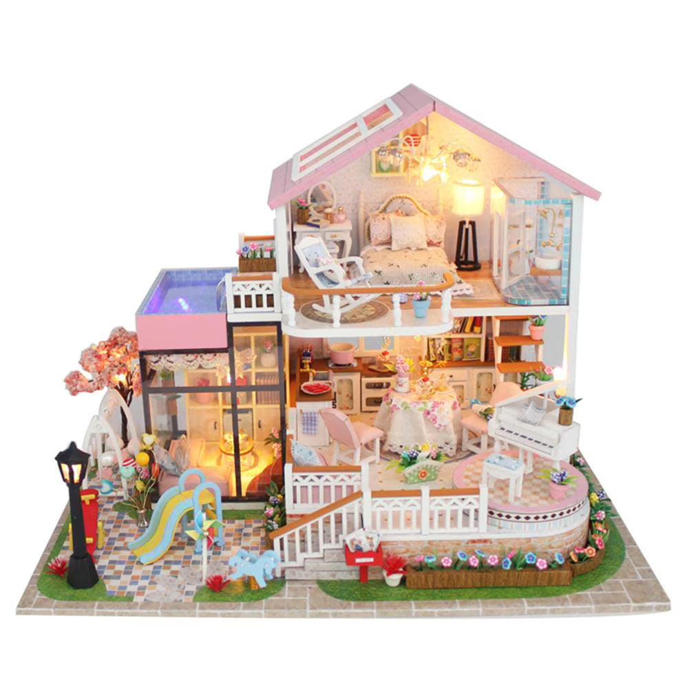 DIY Sweet Wooden Miniature Dollhouse Model House Toy R949