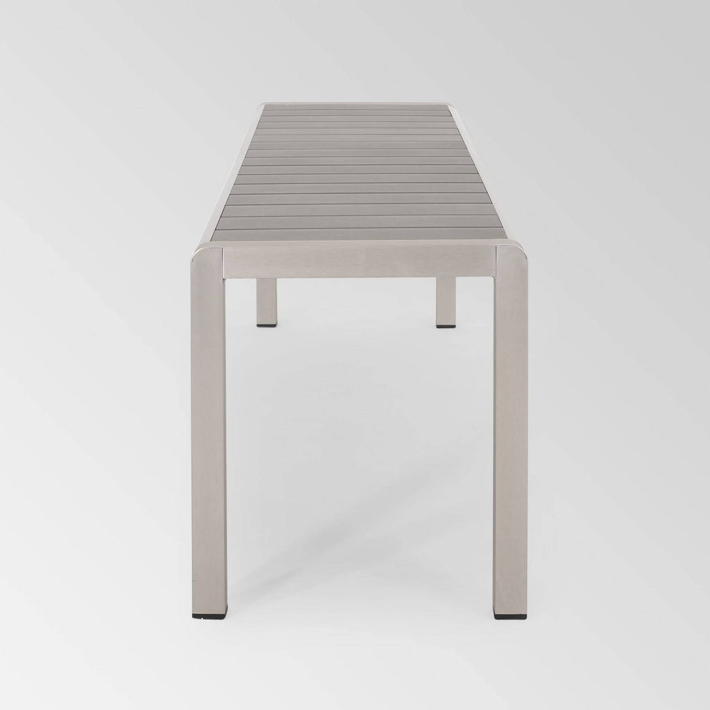Gray Aluminum Dining Bench with Faux Wood Seat M230973