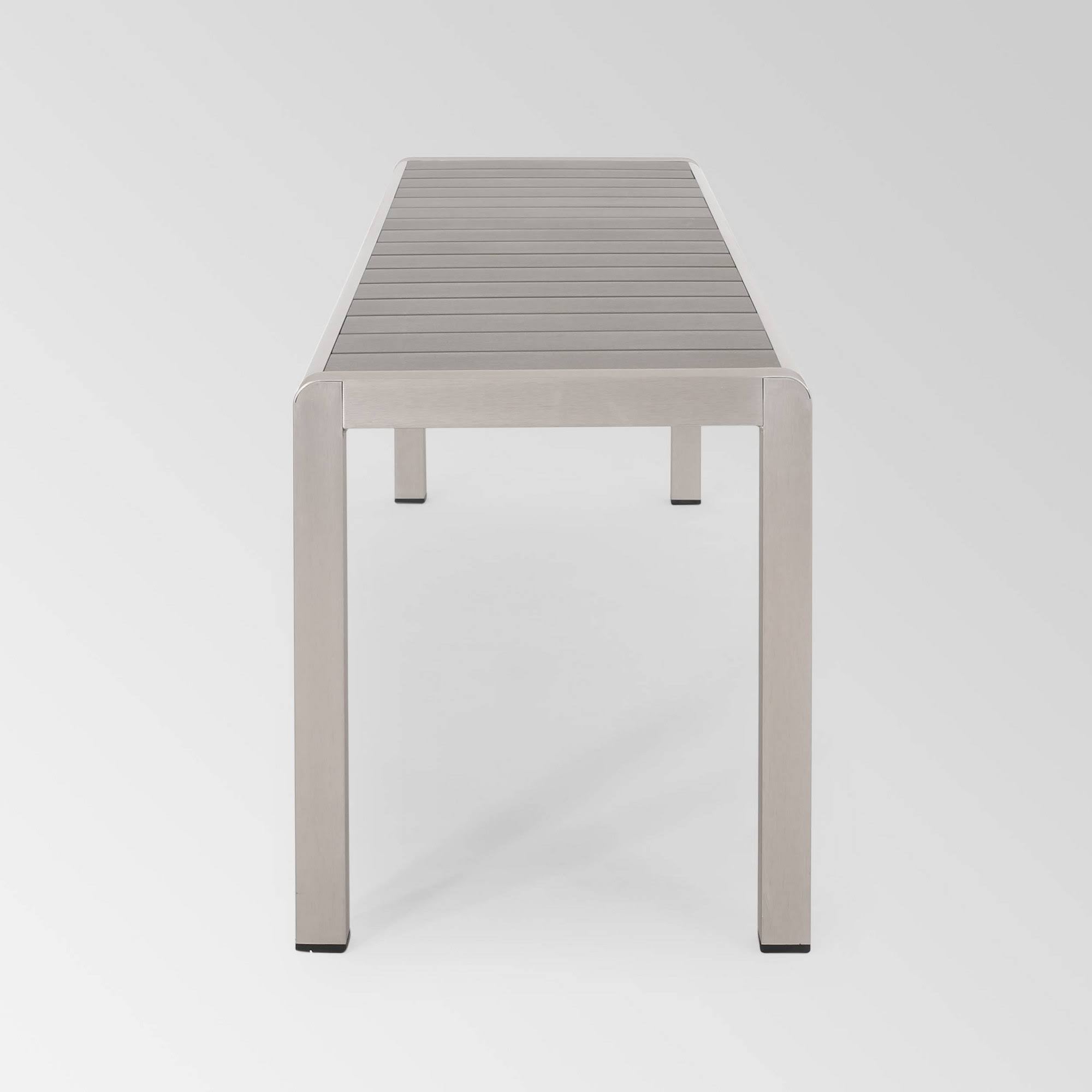 Gray Aluminum Dining Bench with Faux Wood Seat M230973