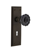 Crystal Black Glass Door Knob in Oil-Rubbed Bronze H183