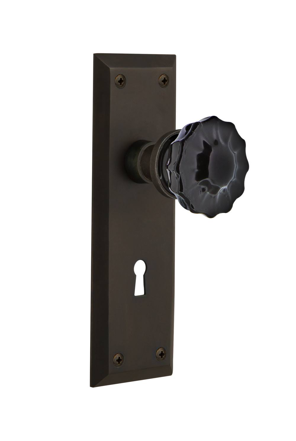 Crystal Black Glass Door Knob in Oil-Rubbed Bronze H183