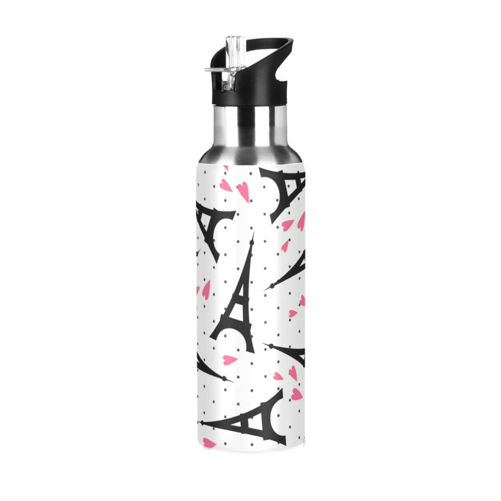 Stainless Steel Insulated Vacuum Flask Water Bottle with Straw Lid F955