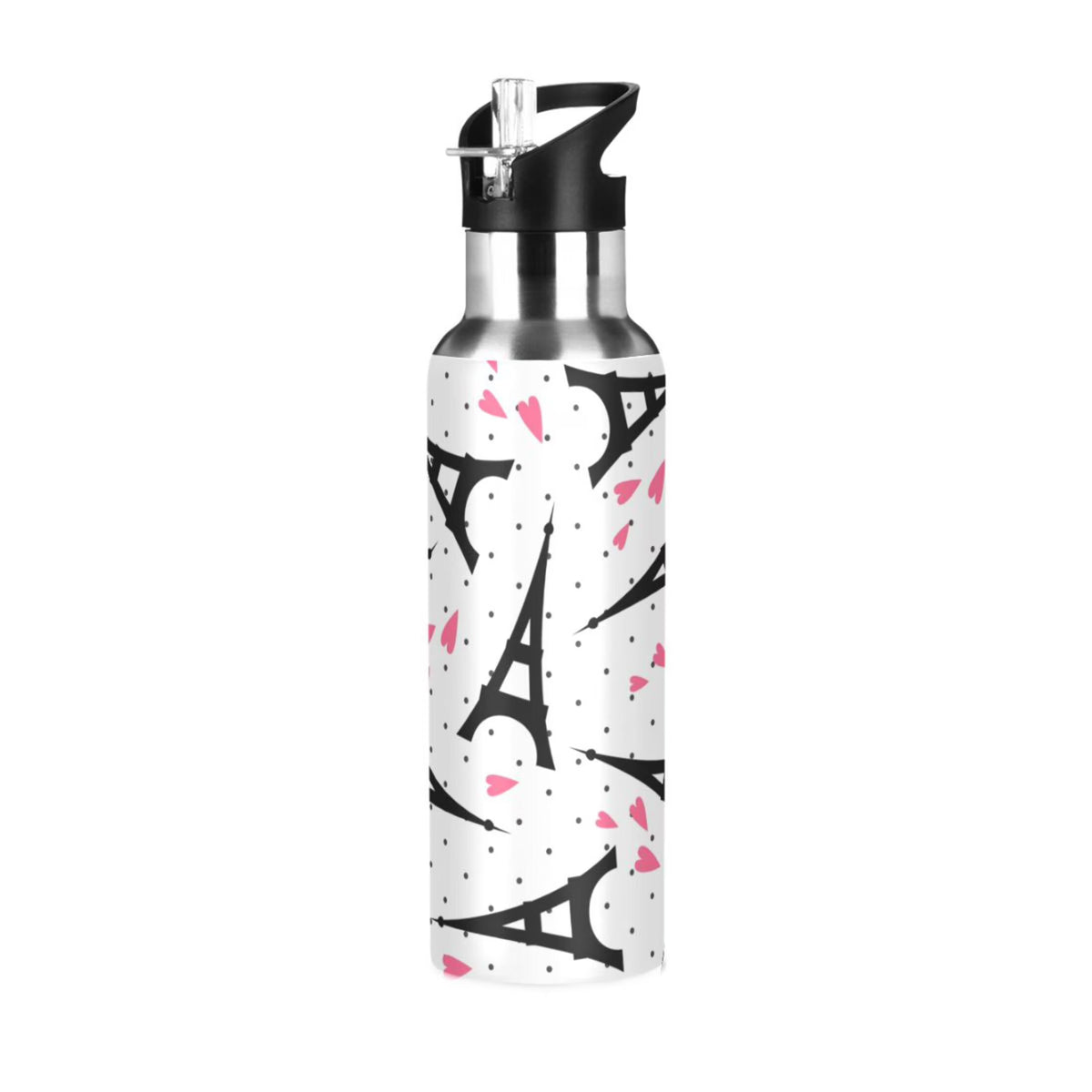 Stainless Steel Insulated Vacuum Flask Water Bottle with Straw Lid F955