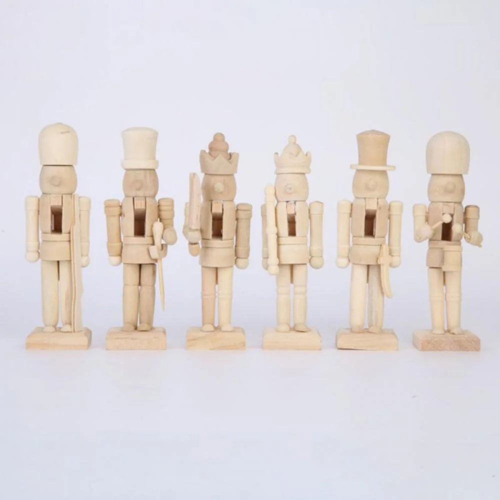 6 Set Unfinished Wooden Nutcracker Figures Q93021