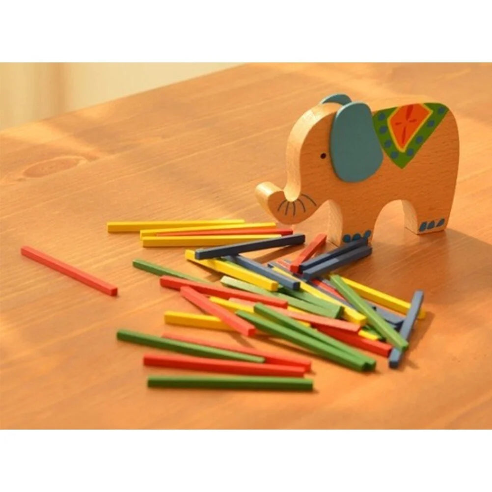 Wooden Stackable Building Blocks Set Balancing Games Playset Toys Educational Toys for Kids Children(Elephant) J94140