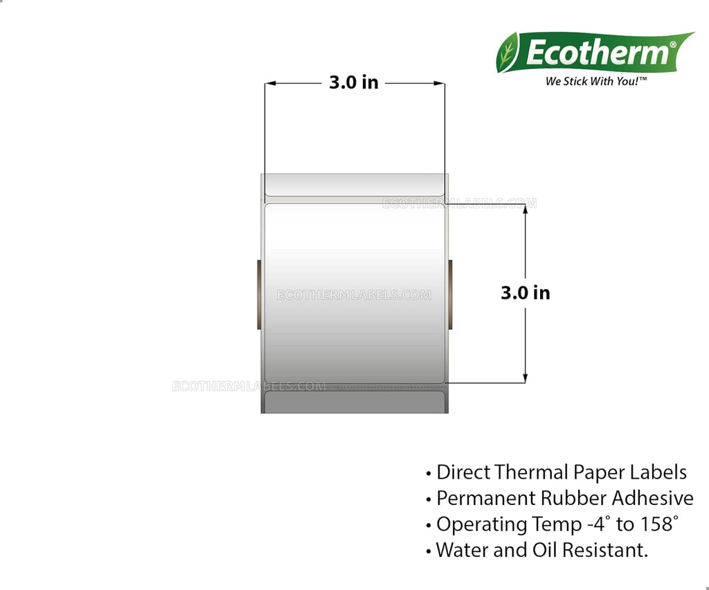 3x3 Thermal Labels Paper Stickers 525 Per Roll 4 Rolls D9036