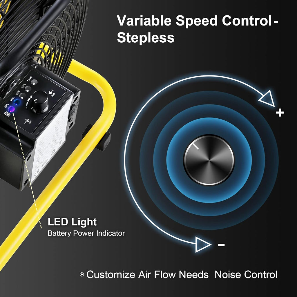 Cordless Rechargeable 12 Inch Floor Fan with Metal Blade Q441