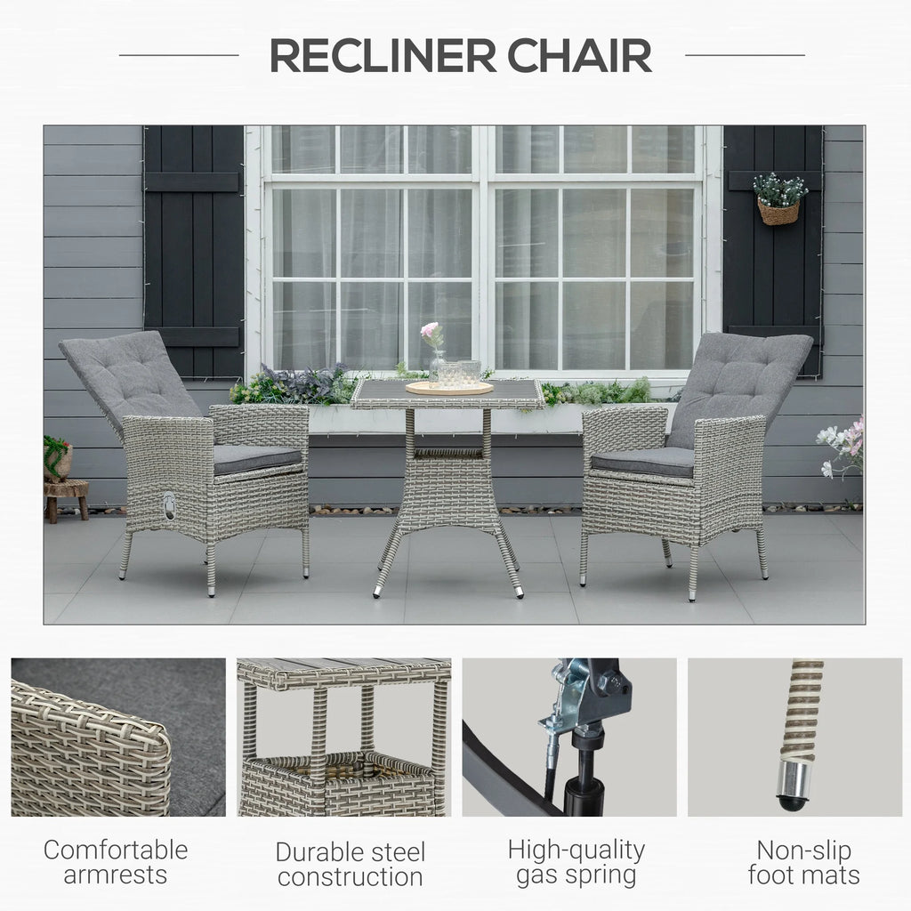 Gray 3pc Wicker Patio Furniture Set P3071