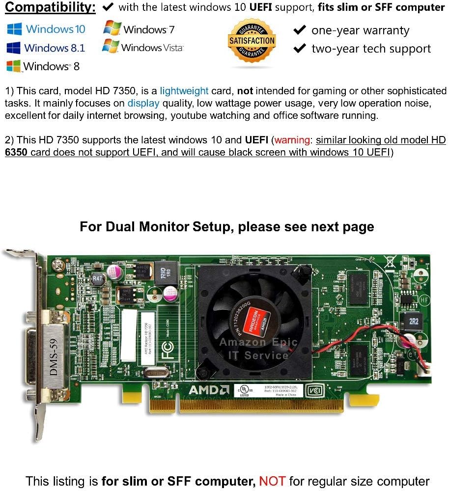 AMD Radeon HD 7350 512MB Low Profile Graphics Card Dual VGA R24216