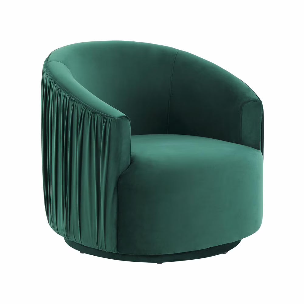 Forest Green Pleated Velvet Swivel Chair M53898