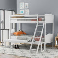 Twin Over Twin/Full Convertible Bunk Bed with Ladder White A165