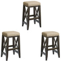 3 Piece Solid Wood Upholstered Bar Stool Set Y764550