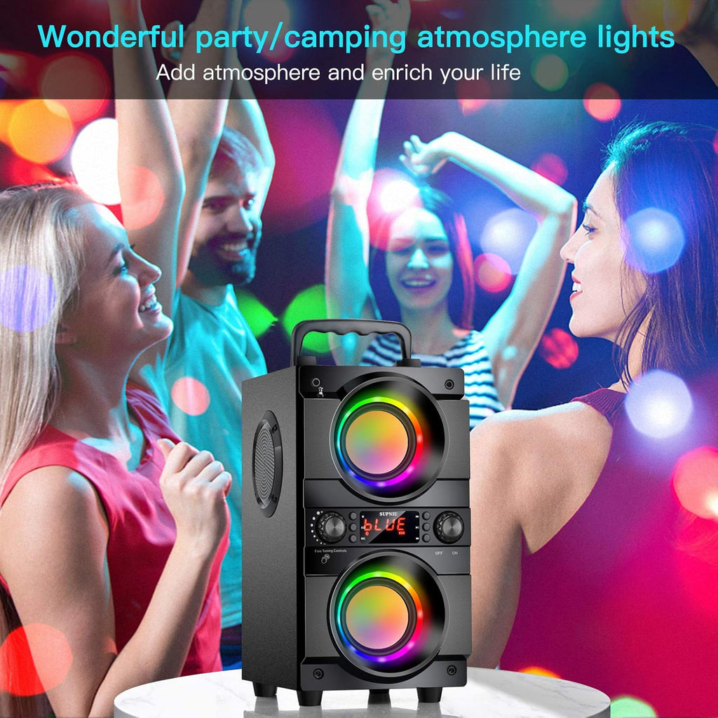 Bluetooth Speaker with LED Colorful Lights, Double Subwoofer E179