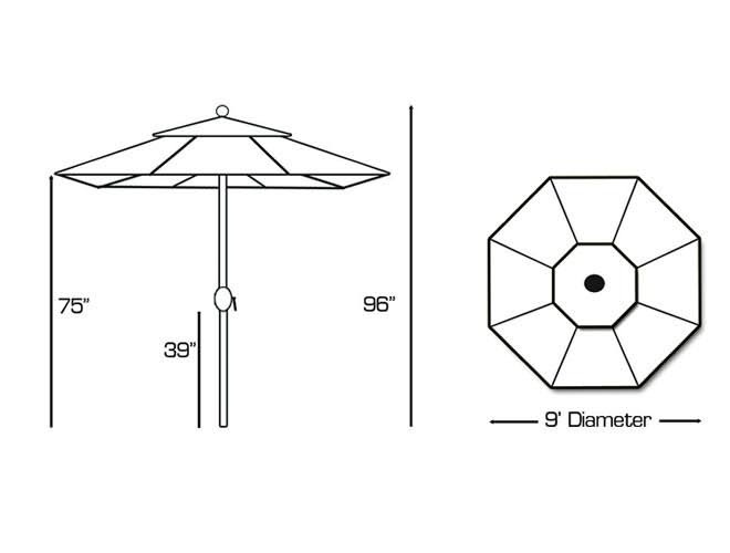 9 ft. Black Deluxe Auto Tilt Umbrella J178100