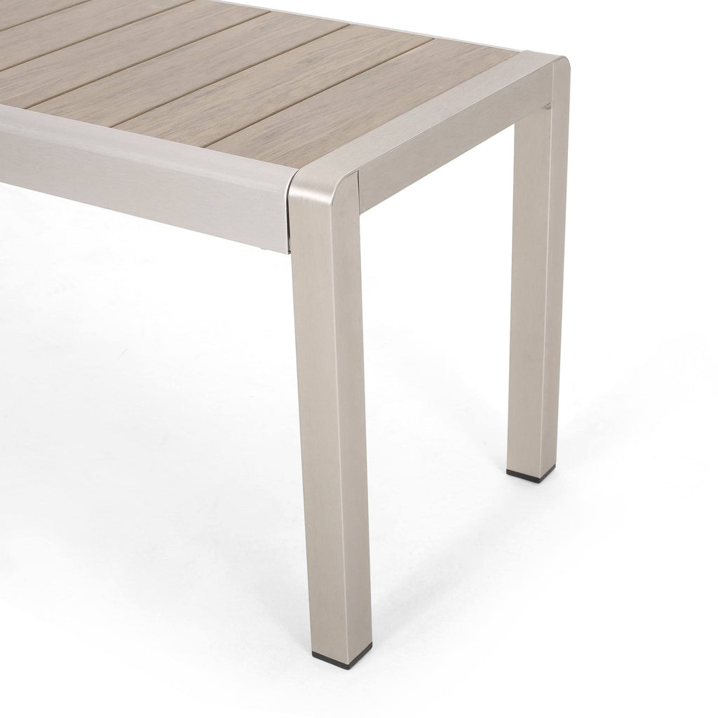 Gray Aluminum Dining Bench with Faux Wood Seat M230973