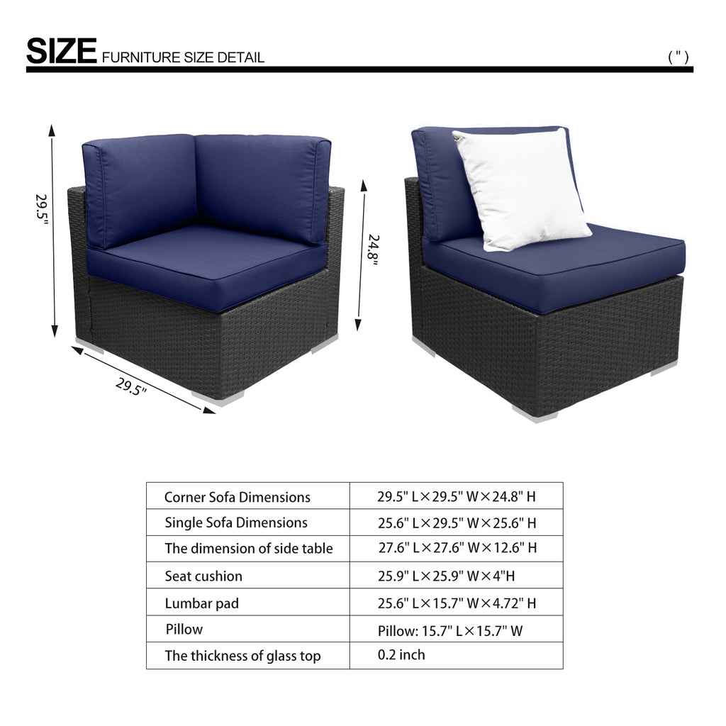 Blue PE Rattan Sofa Set of 7 with Cushions U325768