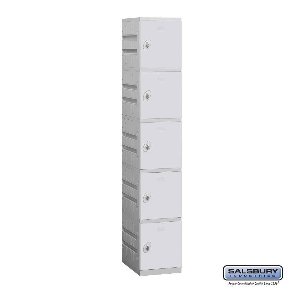 Gray Plastic Locker - Five Tier - 73 Inches High - 18 Inches Deep - Unassembled X6932