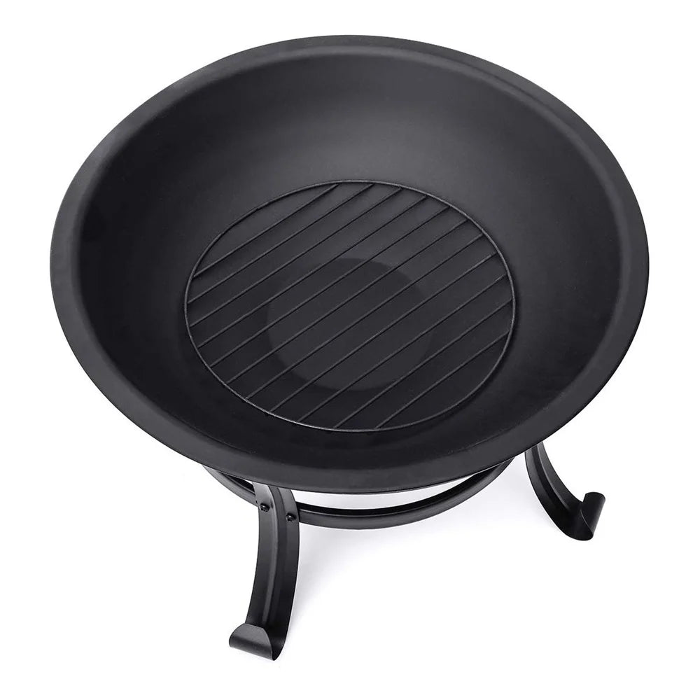 22 inch Portable Wood Burning Fire Pit Bowl with Spark Screen, Log Grate, Poker U2904