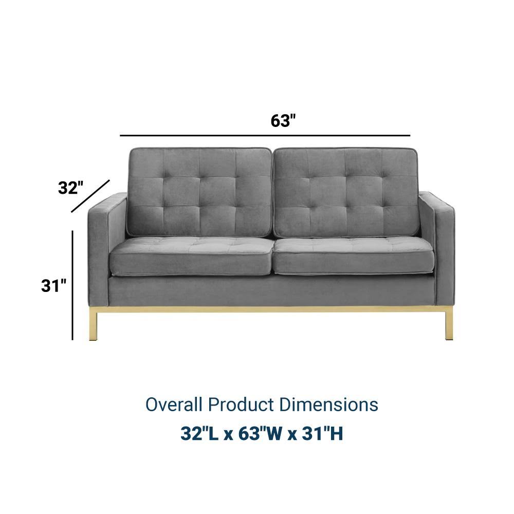 Gold Gray Velvet Loveseat I428