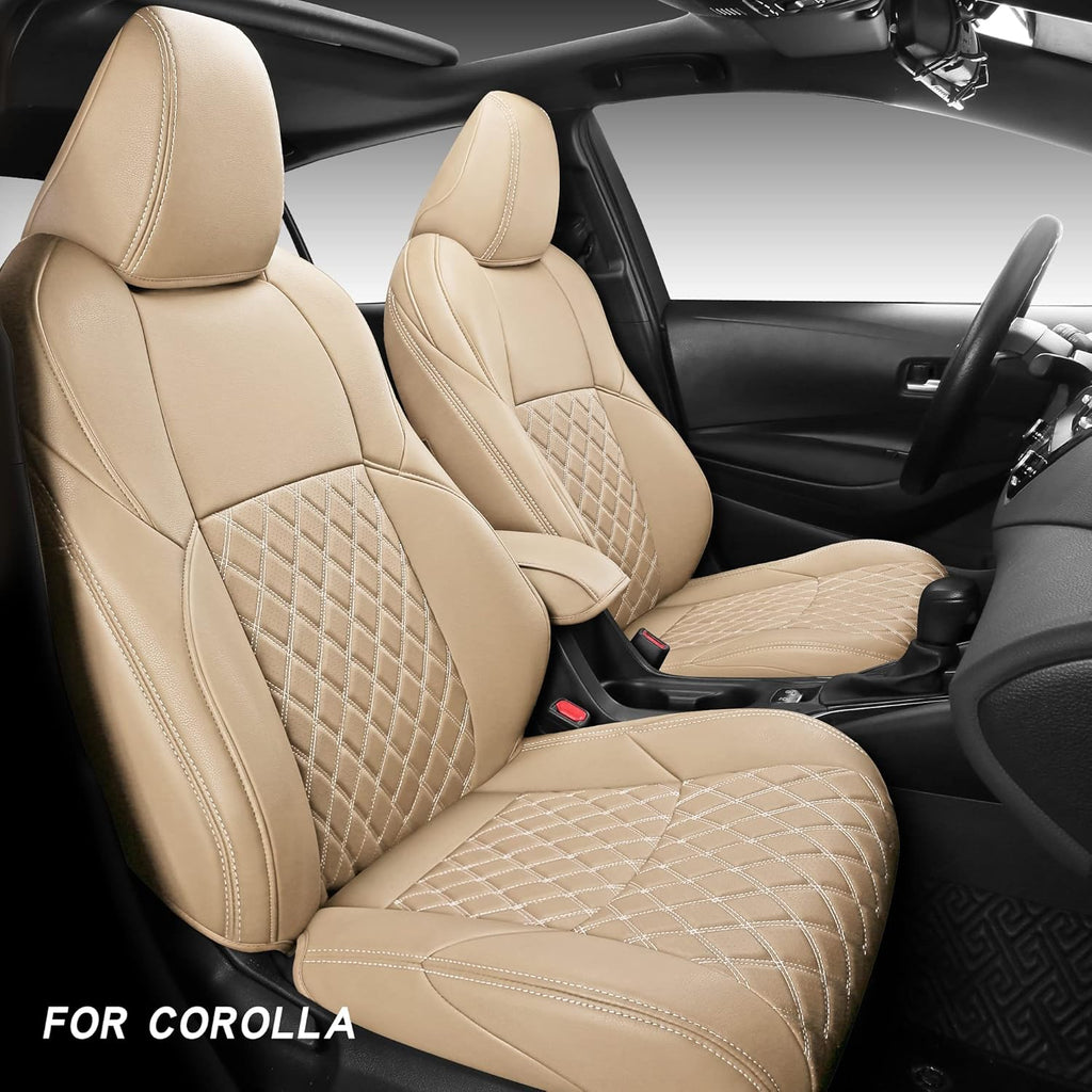 Black & Red Faux Leather Car Seat Covers for Toyota Corolla S65333