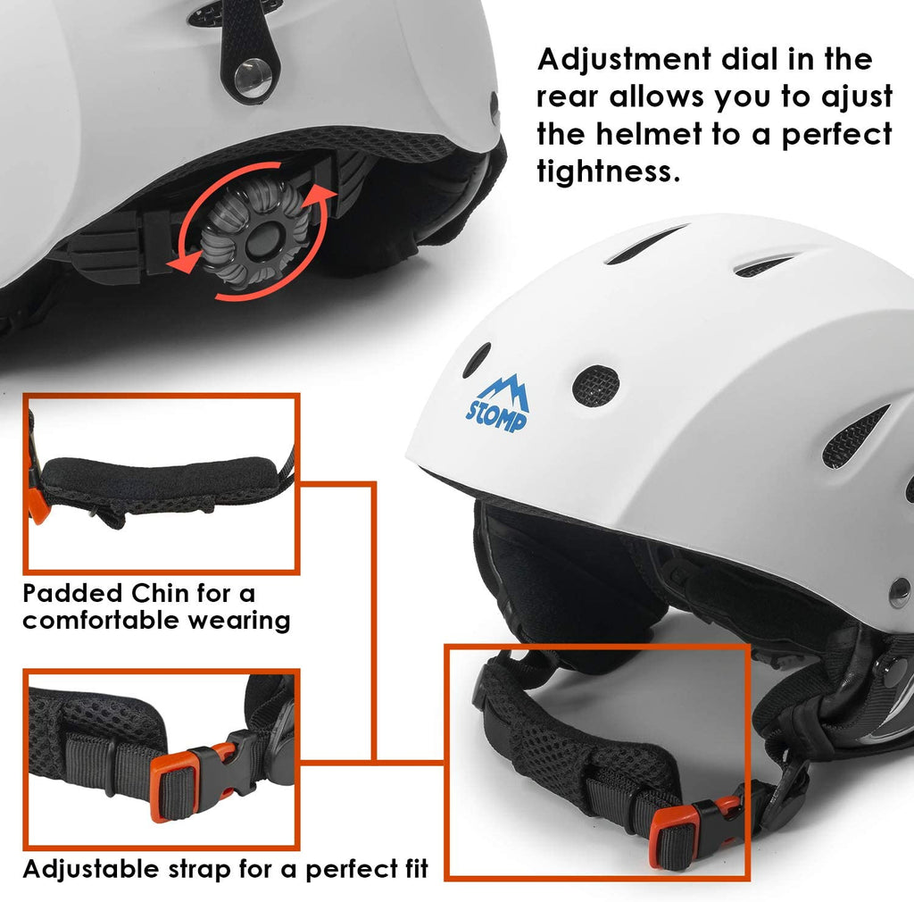 Matte White Ski Helmet with Build-In Ear Pads P229