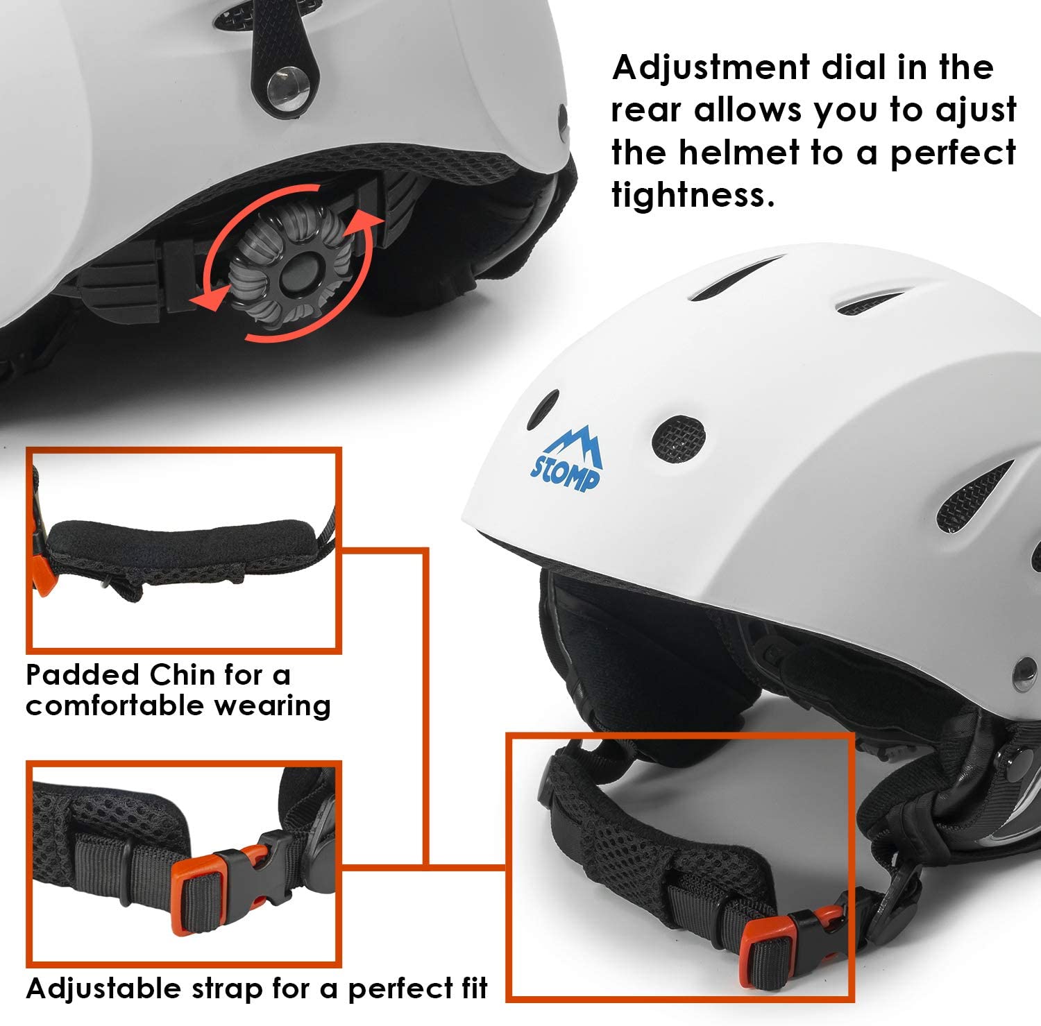 Matte White Ski Helmet with Build-In Ear Pads P229