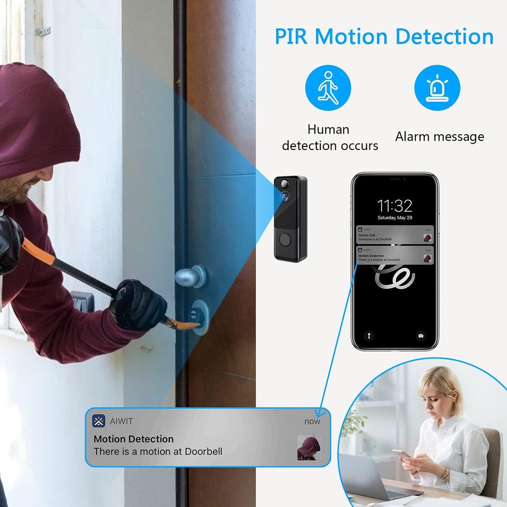 Video Doorbell Camera 1080P Wireless Door Bell with Chime M1728