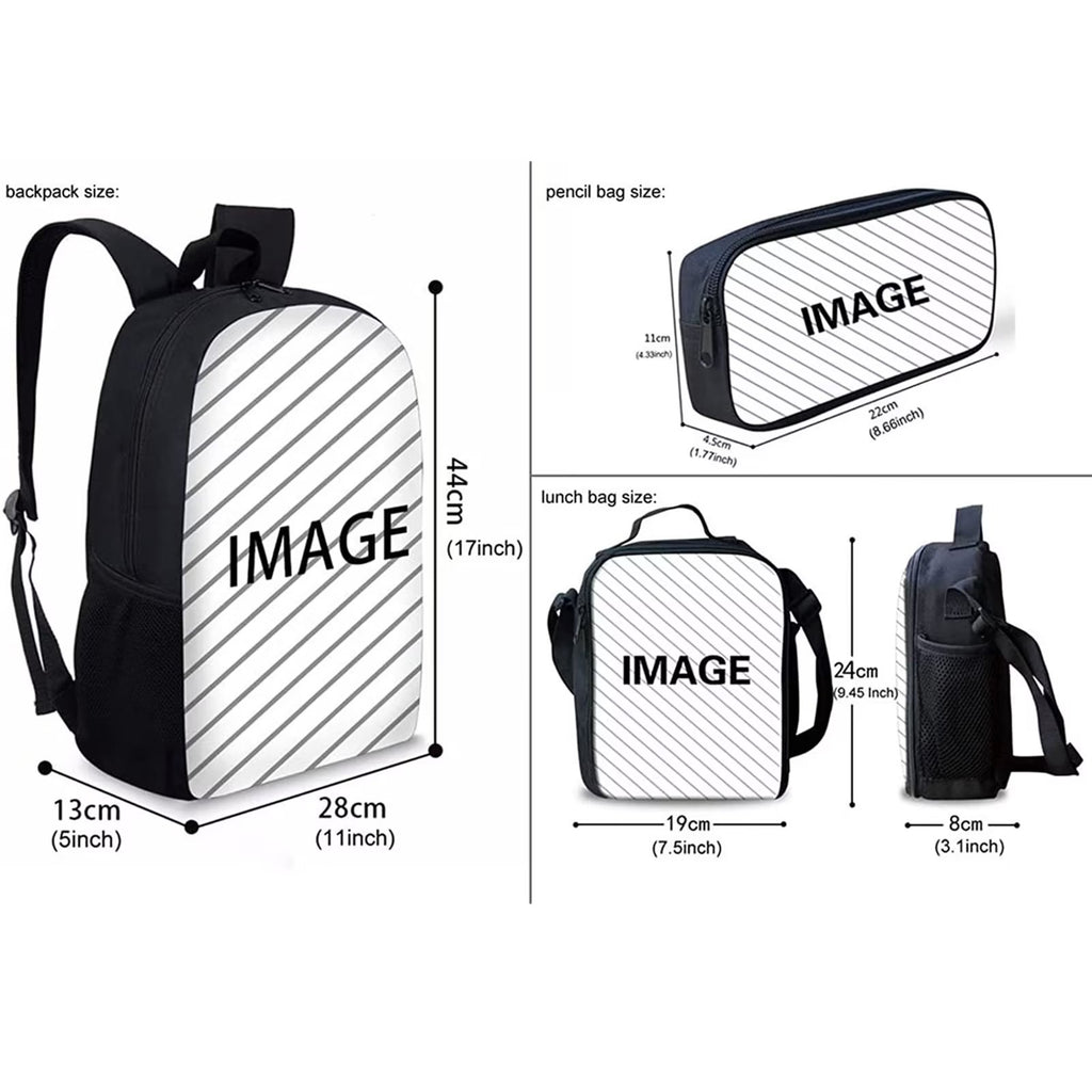 Sunflower Panda Kids Bookbag 3 Pieces Set with Thermal Lunch Bag and Pen Pouch Q16575