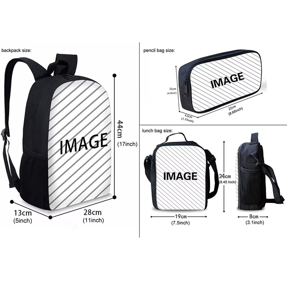 Sunflower Panda Kids Bookbag 3 Pieces Set with Thermal Lunch Bag and Pen Pouch Q16575
