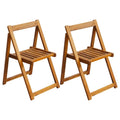 2 Pcs Solid Acacia Wood Folding Garden Chairs J665985