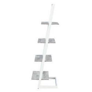 4 Tier Ladder Bookcase Faux Birch White T9401