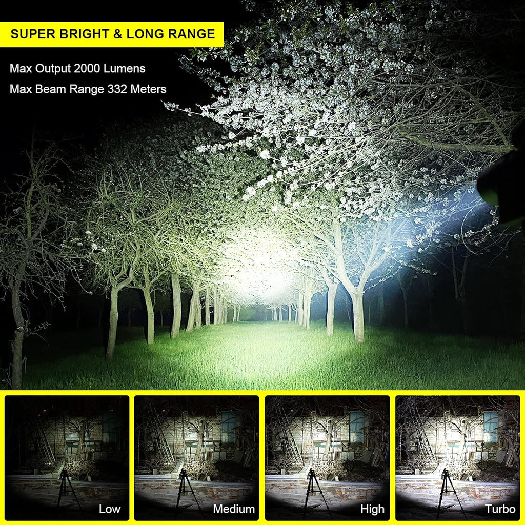 Rechargeable LED Flashlight 2000 Lumen with ATR, USB-A to USB-C Cable R4230