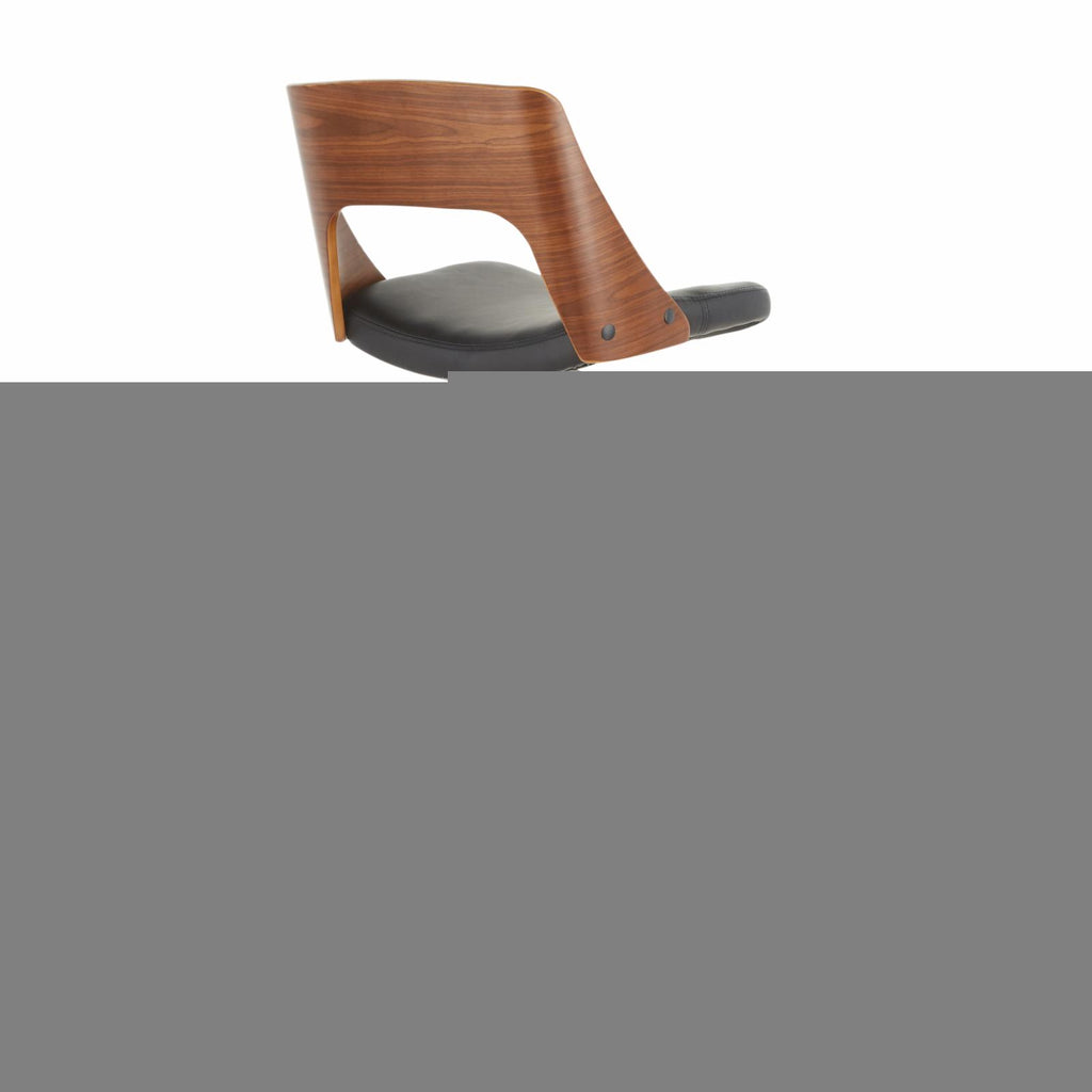 Adjustable Swivel Barstool in Chrome, Walnut and Black Faux Leather - Set Of 2 R9793