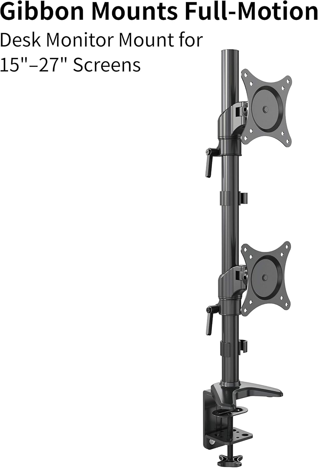 Vertical Dual Monitor Mount, Height Adjustable Heavy Duty C-Clamp and Grommet Mounting Base, VESA 75*75mm/100*100mm K80792